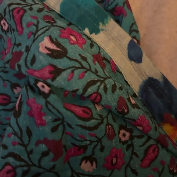 Sundance Vibrant Teal and Purple Floral Blouse - Picture 8 of 11
